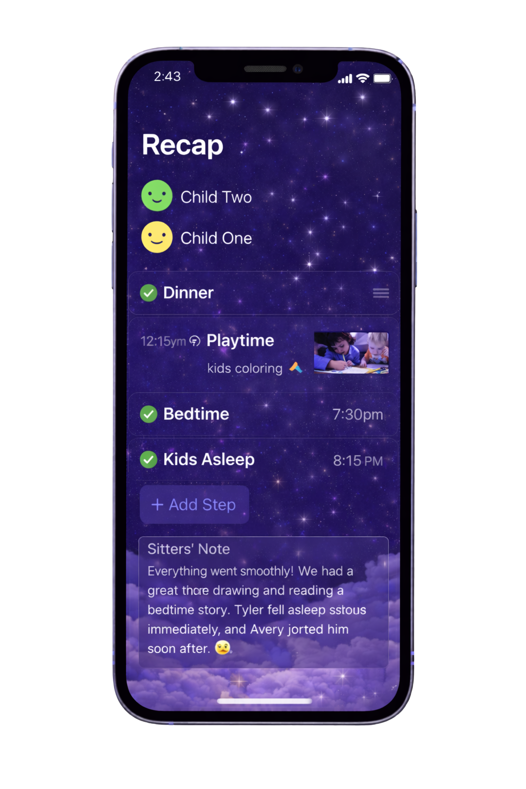 Babysitter Briefing recap summary screen